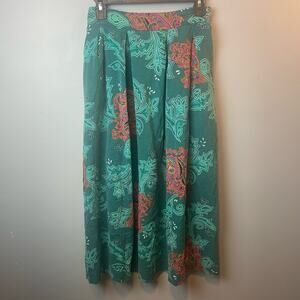 Vintage SK & Company Paisley Rayon High Waist Midi Skirt w/pockets-Womens 6 80s